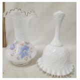 Vtg. Fenton Silver Crest Spanish Lace Milk Glass