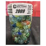 Vtg, Ball Mason jar full of Vtg, marbles