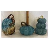 3 Teal Pumpkins - 2 Glass 1 Resin