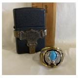 Harley Davidson Sterling Silver Ring & Zippo