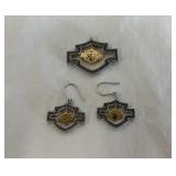 Harley Davidson Pendant & Earrings