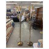 2 Vintage Amber Teardrop Prim Floor Lamps