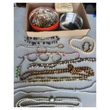 Vtg. Cookie tin , Vtg. Cosmetic Jewelry,  Vtg.