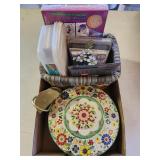 Vtg. Embossed metal Tin Container, Basket, R
