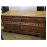 Vtg. Mediterranean style wooden low boy chest