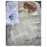 Vtg. Crocheted Lace  Snowman Table cover ,