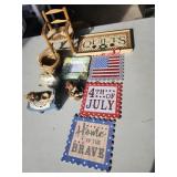 Boyds Bear Quilts Sign small Basket & Chair ,