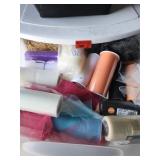Sterilite Container & Lace, Fabric Remnants,