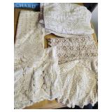 Vtg. Handmade Crocheted lace table cover,