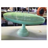 Vtg. Jadite Green Glass Pedestal Cake Stand