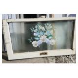Vtg. Window Sash Painted Flowers