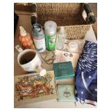 Wicker storage basket, flower pot , pumpkin soap