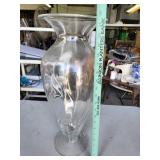 Heavy Glass Pedestal Vase wide Flared Rim