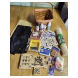 Longaberger Basket, Fabric Remnants,  shelf Liner,