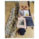 Longaberger game Board, Vtg. Fur ,Pitcher Frame