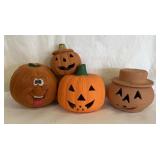 4 Pumpkins - 3 Clay Candle Using & 1 Squishy