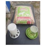 Red Cedar Bedding, Chicken Feeder & Waterier