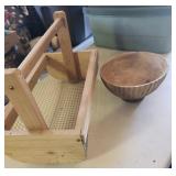 Hand-carved Wood Bowl, Garden Basket