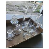 9 Crystal Or Glass Candle Holders