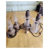 2 Vtg. 1940 Pressed Glass table Lamp, 2 Vtg.
