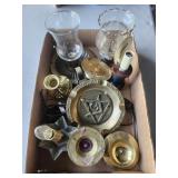 4 Brass Candle Holders , 2 Candle Nite Lights,