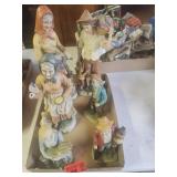 6 VTG, Hand Painted Bisque  Porcelain Figures