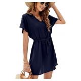 Bluetime Women Casual Sexy Swim Cover up V-Neck