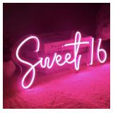 New SYLHOME Pink Sweet 16 LED Neon Light Sign