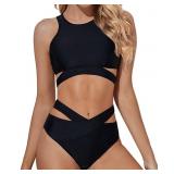 New Tempt Me Women Two Piece High Neck Bikini Set
