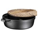 Bruntmor Pre-Seasoned 2-In-1 Cast Iron Big Pot