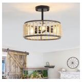 Wood Beaded Chandelier, Boho Ceiling Lights,