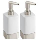 mDesign Square Ceramic Bathroom Soap Dispenser -