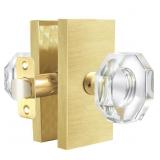 HIEMEY Octagon Crystal Glass Gold Door Knob
