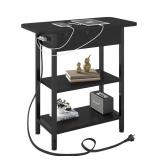 LIDYUK End Table with Charging Station, Flip Top