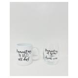 coffee and wine cup set previously owned opened