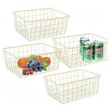Gold Wire Baskets for Organizing, Metal Storage