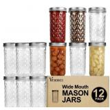 Wide Mouth Mason Jars 22 oz, VERONES 22 OZ Mason