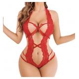 New Avidlove Women Deep V Halter Lingerie Teddy
