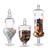 Diamond Star Set of 3 Clear Glass Apothecary