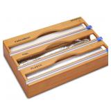 CRAKTH Bamboo Plastic Wrap Dispenser with Cutter,