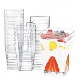 Eupako 50 Pack 5 oz Square Clear Plastic Dessert