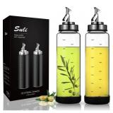 Suli Glass Olive Oil Dispenser Bottle -2 Pack17oz