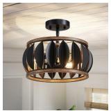 XINGQI Black Semi Flush Mount Ceiling Light