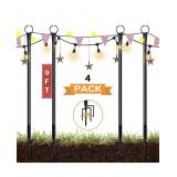 SURNIE String Light Poles Outdoor - 4 Pack 9 FT