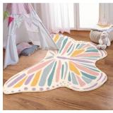 Lukinbox Butterfly Kids Rugs for Girls Bedroom