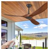 ABZ 52" Solid Wood Ceiling Fan, Outdoor, 3 Blade,