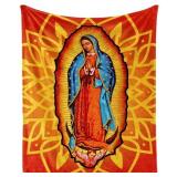 New Virgin Mary Flannel Throw Blanket, 50" x 40",