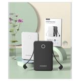 2-Pack 6000mah Ultra Slim Built in Cables Power