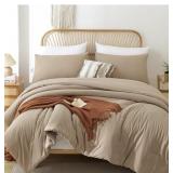 New ROSGONIA Queen Comforter Set Taupe Brown,3pcs