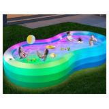 Extra Large Inflatable Pool with Lights, Lylting